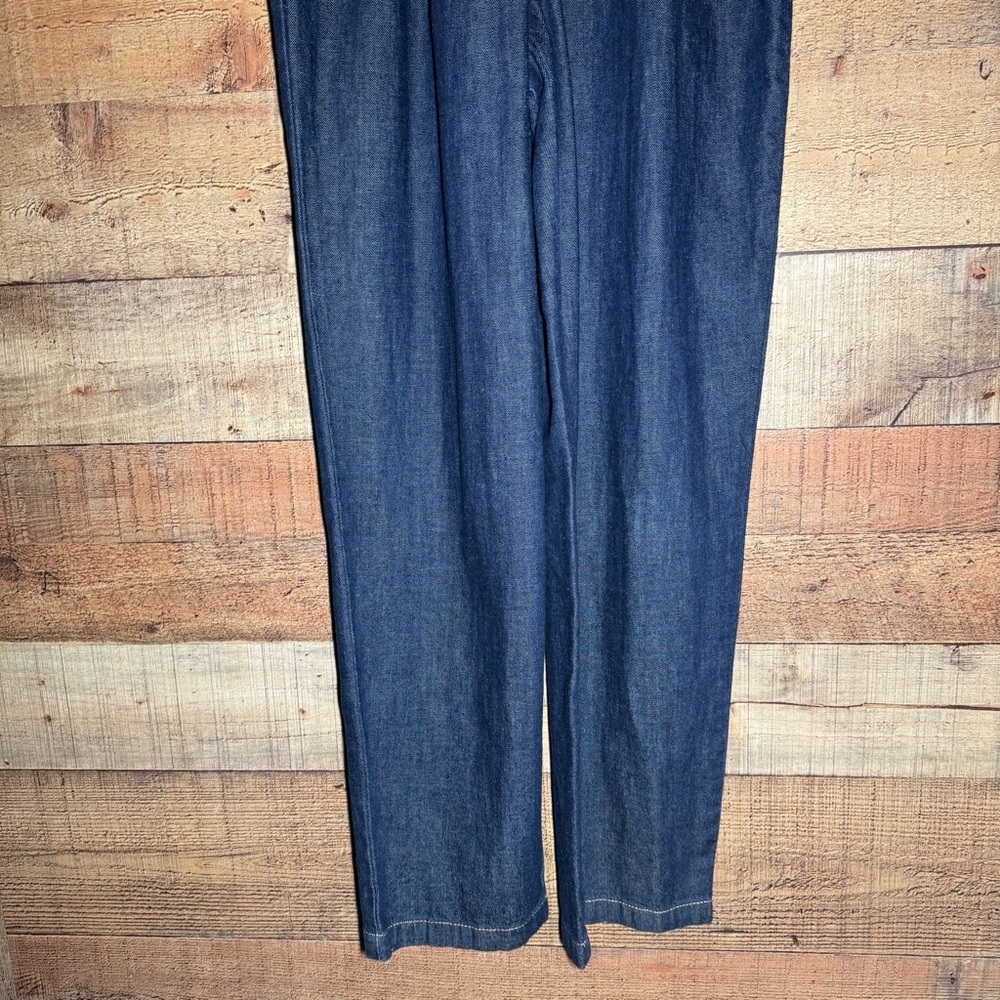 Rebecca Taylor La Vie Puff Sleeve Denim Jumpsuit size Small Tie Waist - Picture 7 of 15